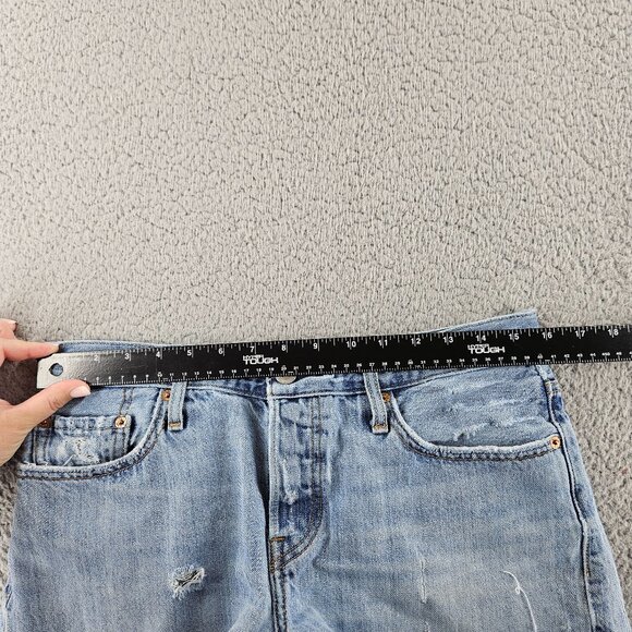 Levis 501 CT Shorts Womens 27 Blue Denim Distressed Mid Rise Button Fly Grunge - Picture 7 of 16